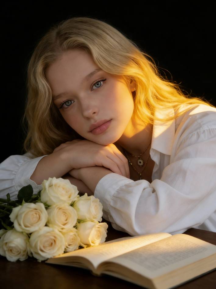 กุหลาบขาวเวลาแสงอาทิตย์ตก